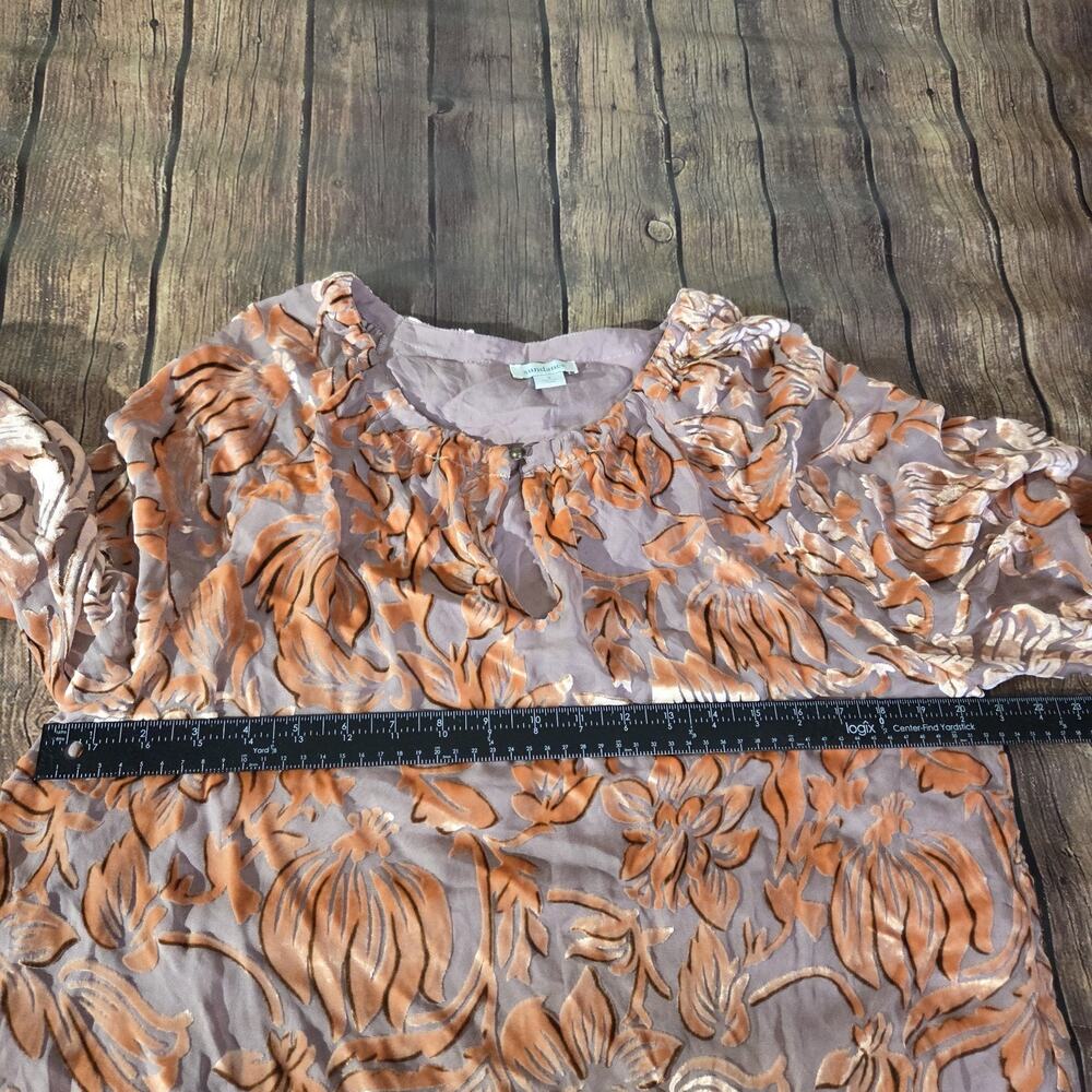 Sundance Top Womens S Peach Mauve Eloise Floral Velvet Burnout Silk Blend Boho - Picture 2 of 9
